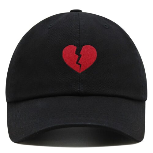 Broken Heart Embroidered Dad Hat - Cotton Baseball Cap with Symbol Logo image 0