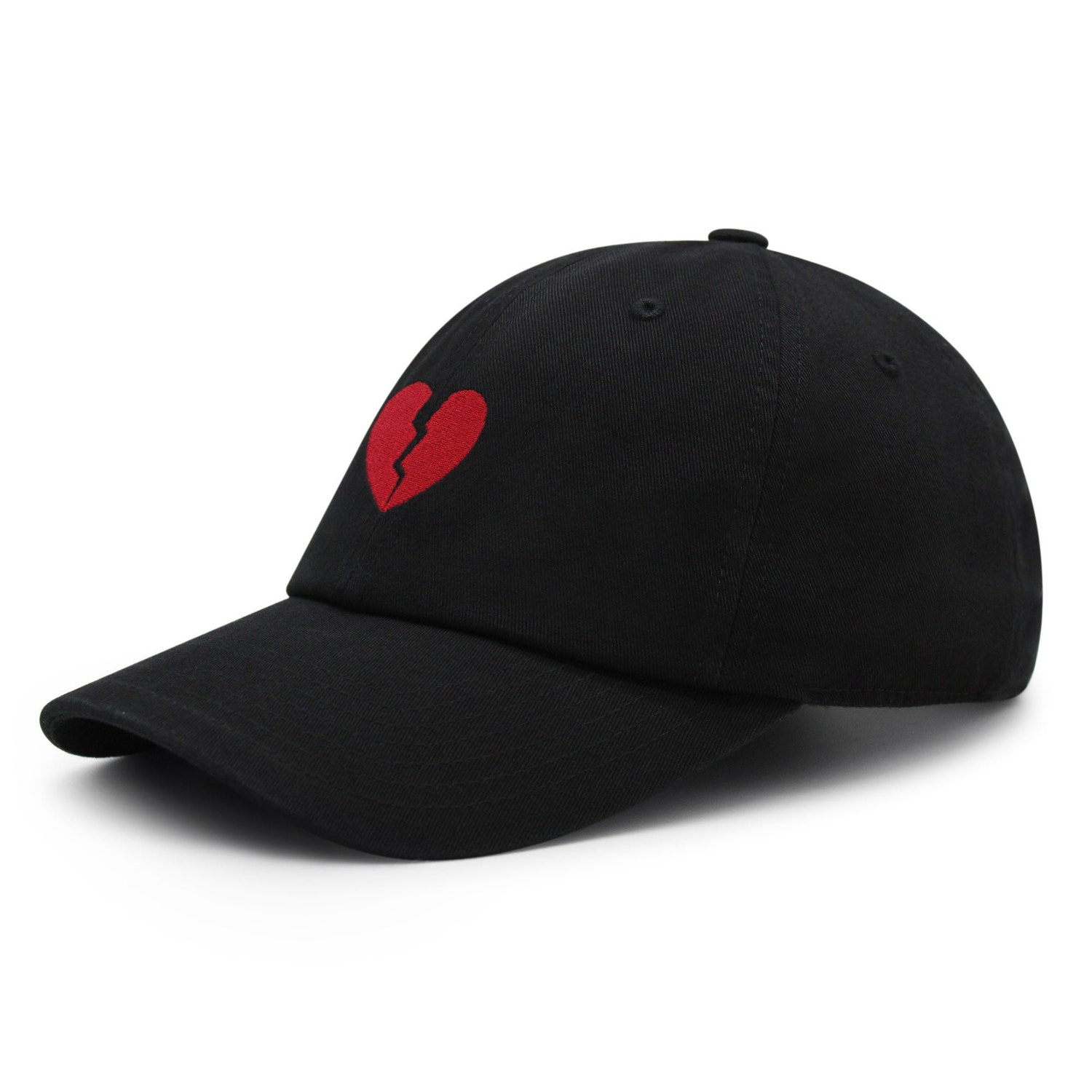 Broken Heart Embroidered Dad Hat - Cotton Baseball Cap with Symbol Logo image 1