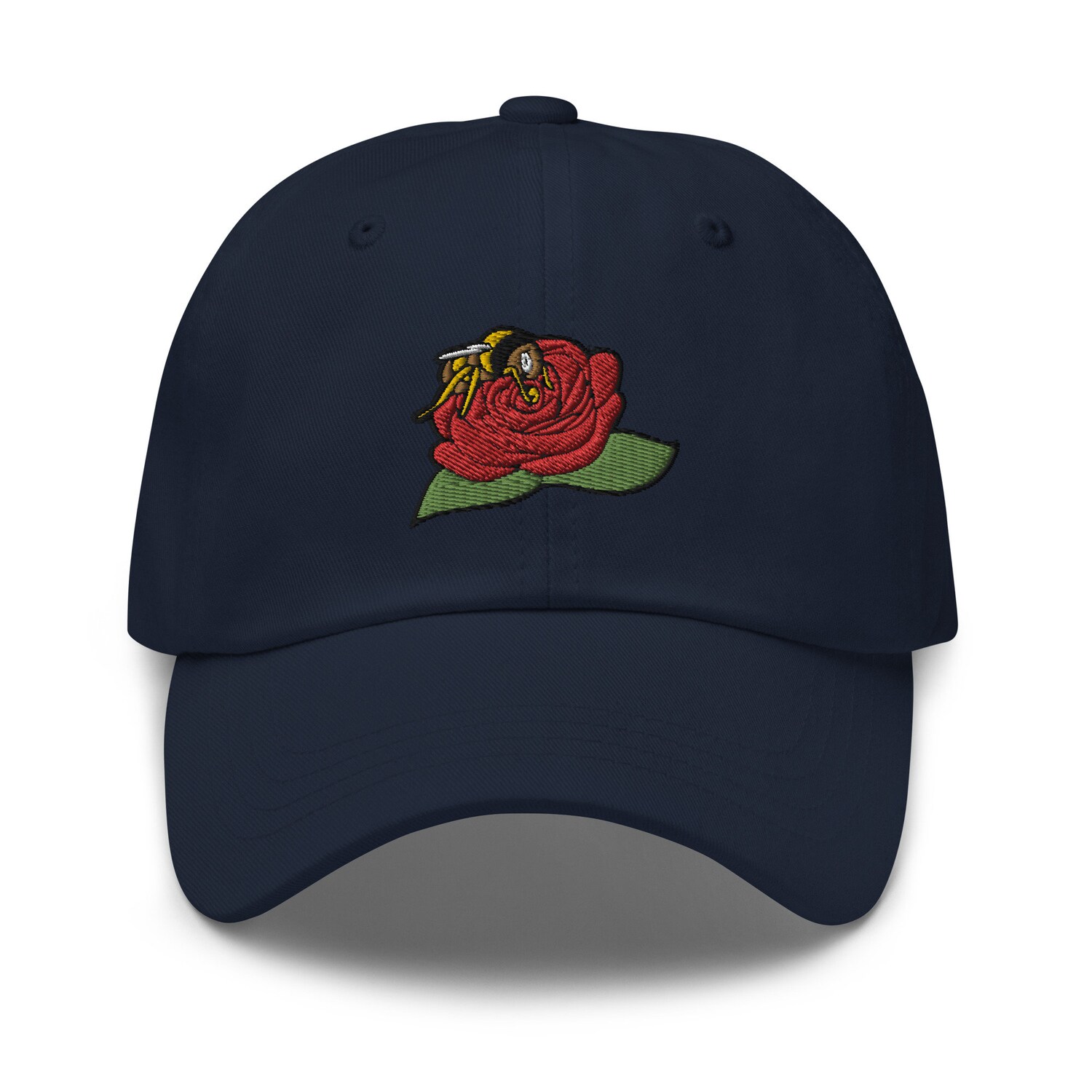 Cute Bee on Rose Embroidered Dad Hat Adjustable Baseball Cap image 8