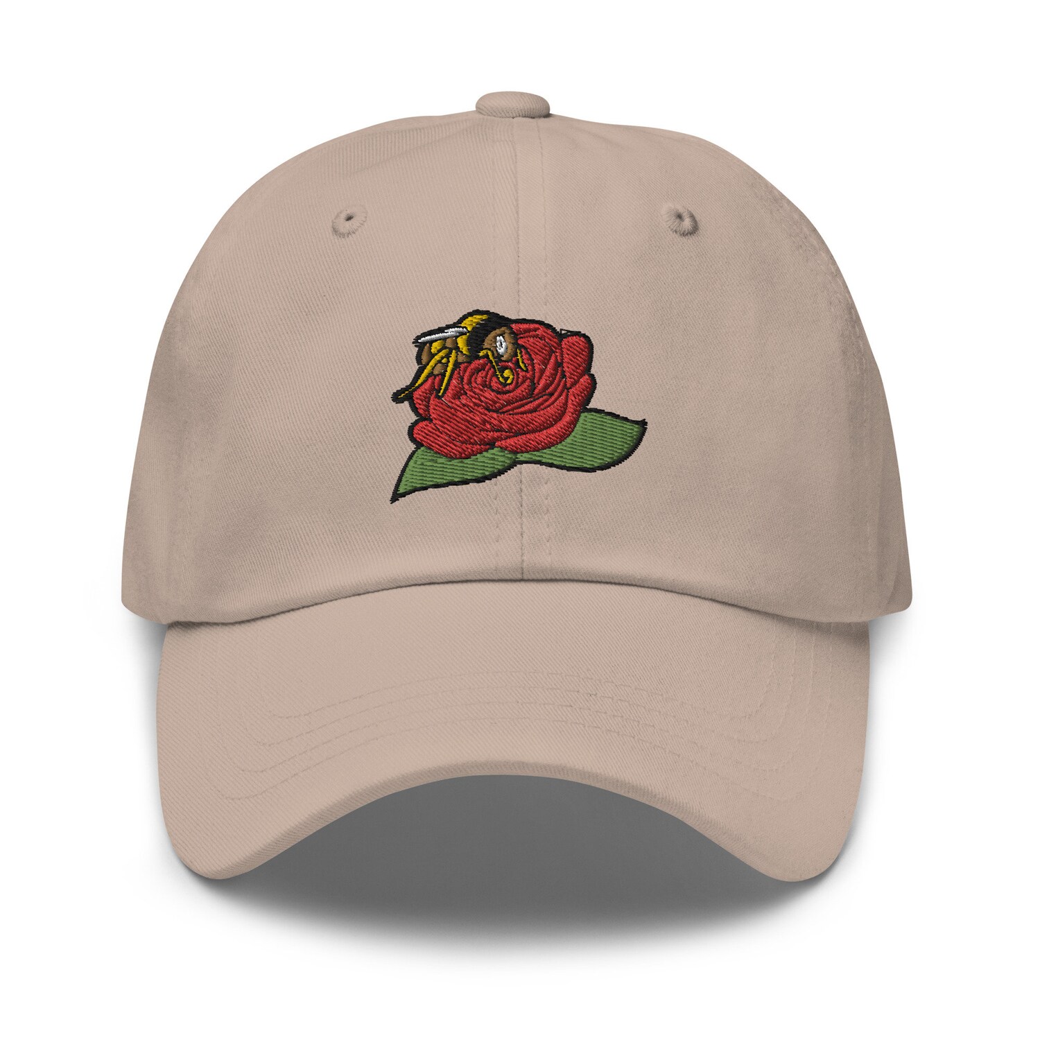 Cute Bee on Rose Embroidered Dad Hat Adjustable Baseball Cap image 5