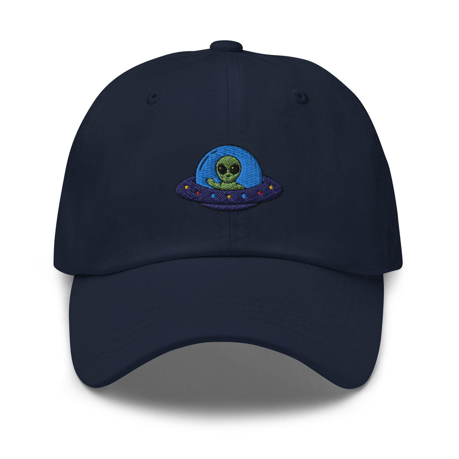 Space Alien UFO Embroidery Dad Hat - Embroidered Baseball Cap Flying Saucer Gift Hat image 7