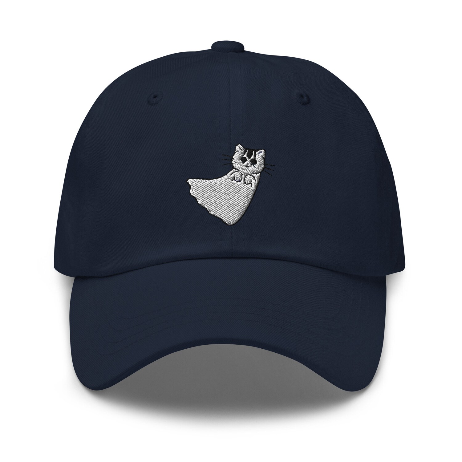 Cat Ghost Embroidered Dad Hat - Unisex Baseball Cap Cute Spooky Embroidery Gift image 1