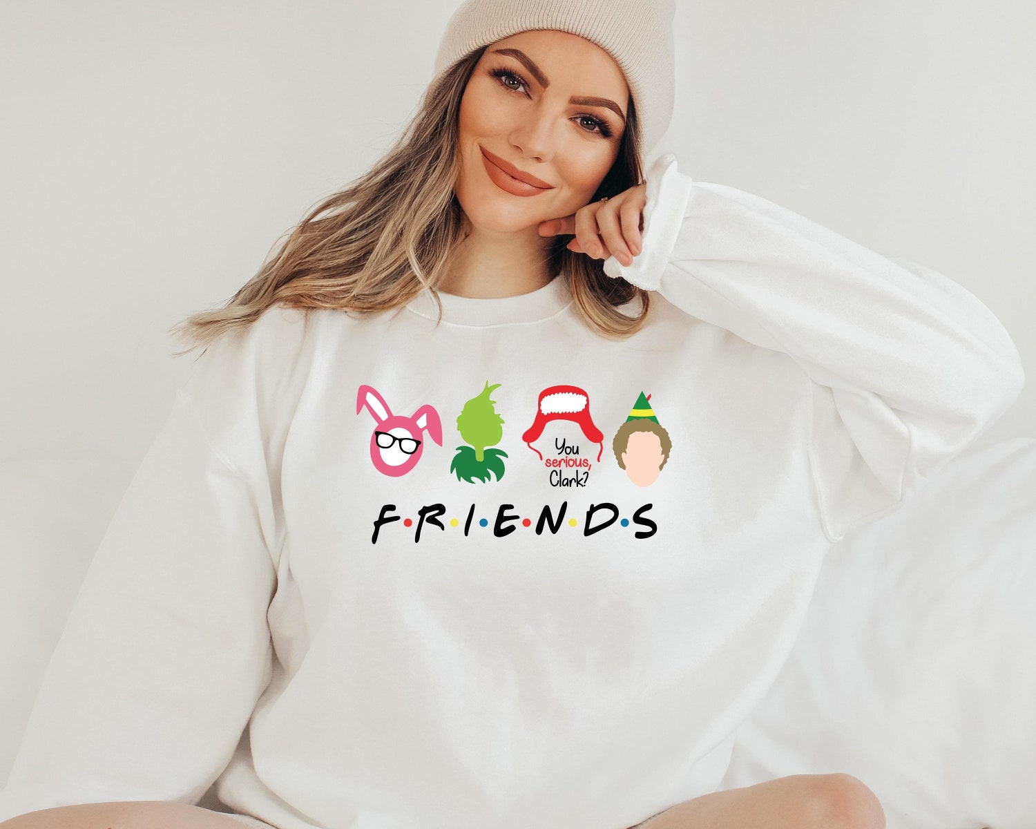 Christmas Movie Characters Sweatshirt Funny Ugly Christmas Sweater Griswold Grinch Elf Kevin image 1