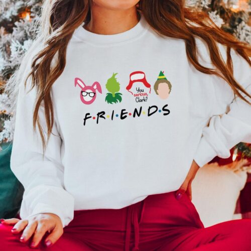 Christmas Movie Characters Sweatshirt Funny Ugly Christmas Sweater Griswold Grinch Elf Kevin image 0