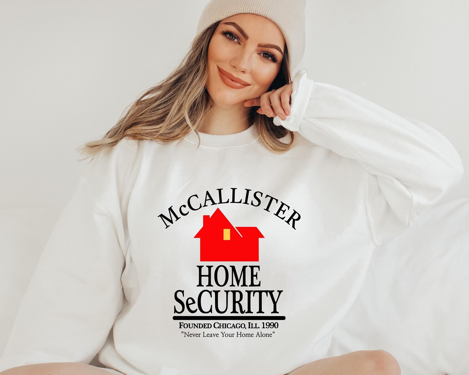 McCallister Home Security Christmas Sweater Funny Ugly Holiday Crewneck 90s Movie Shirt image 1