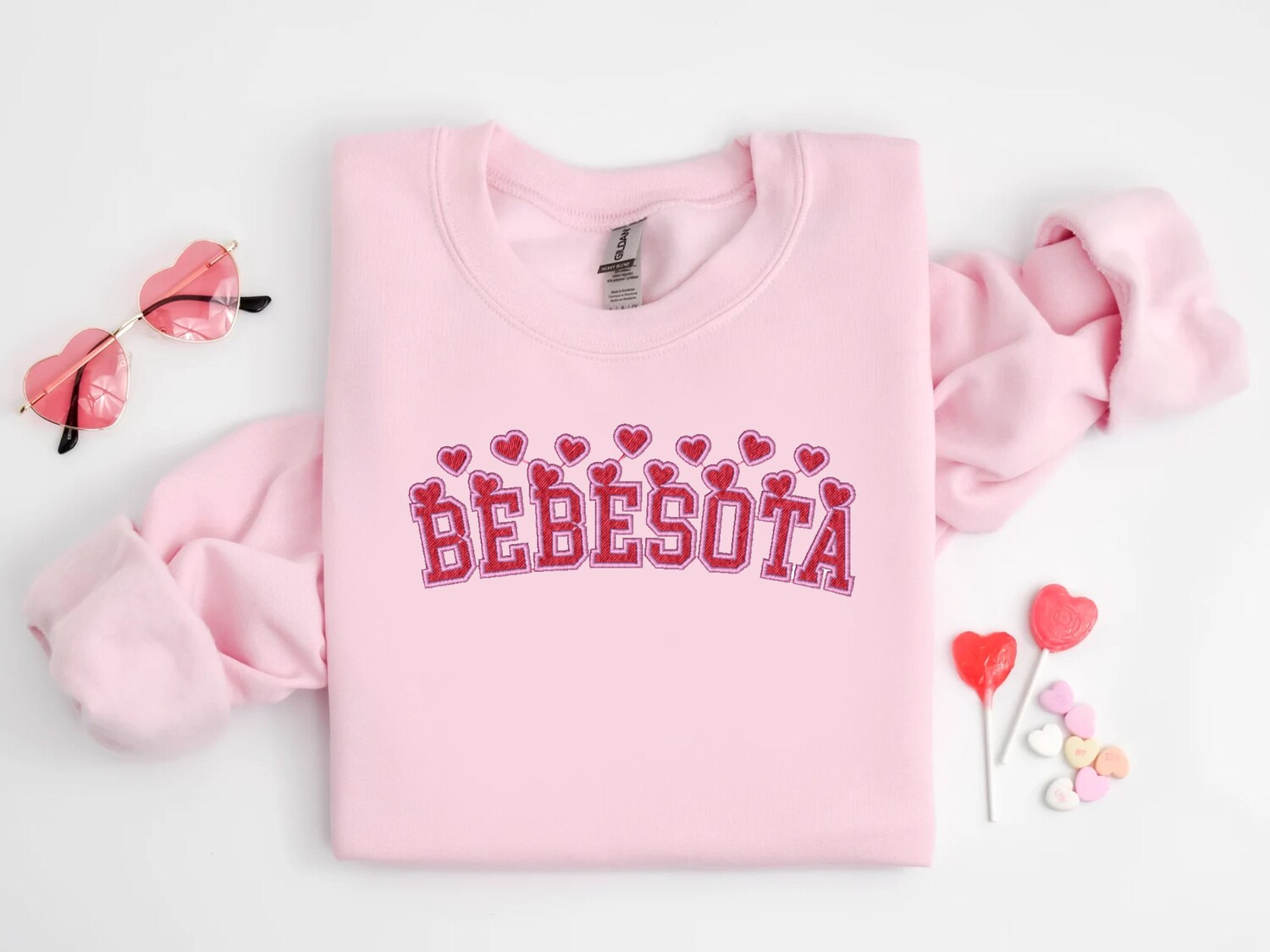 Bebesota Customized Embroidered Heart Sweatshirt Personalized Hearts Crewneck image 1