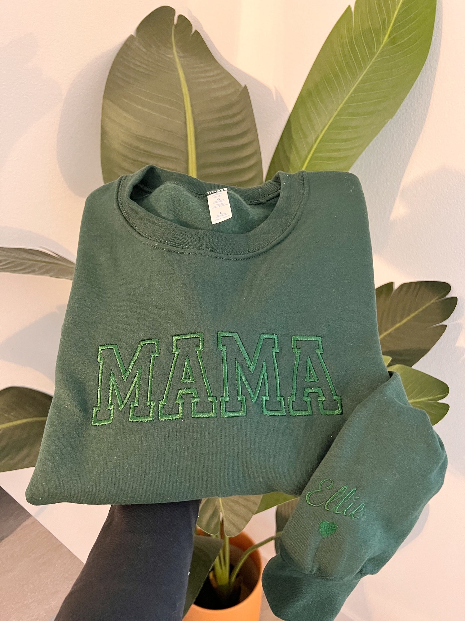 Custom Embroidered MAMA Sweatshirt - Monochrome Pullover - Gifts for Mom - Cozy Lightweight Lounge Wear image 2