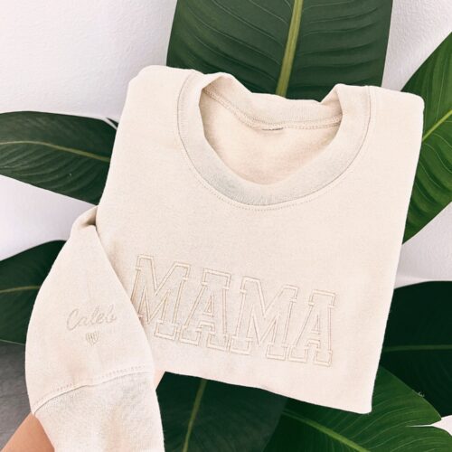 Custom Embroidered MAMA Sweatshirt - Monochrome Pullover - Gifts for Mom - Cozy Lightweight Lounge Wear image 0