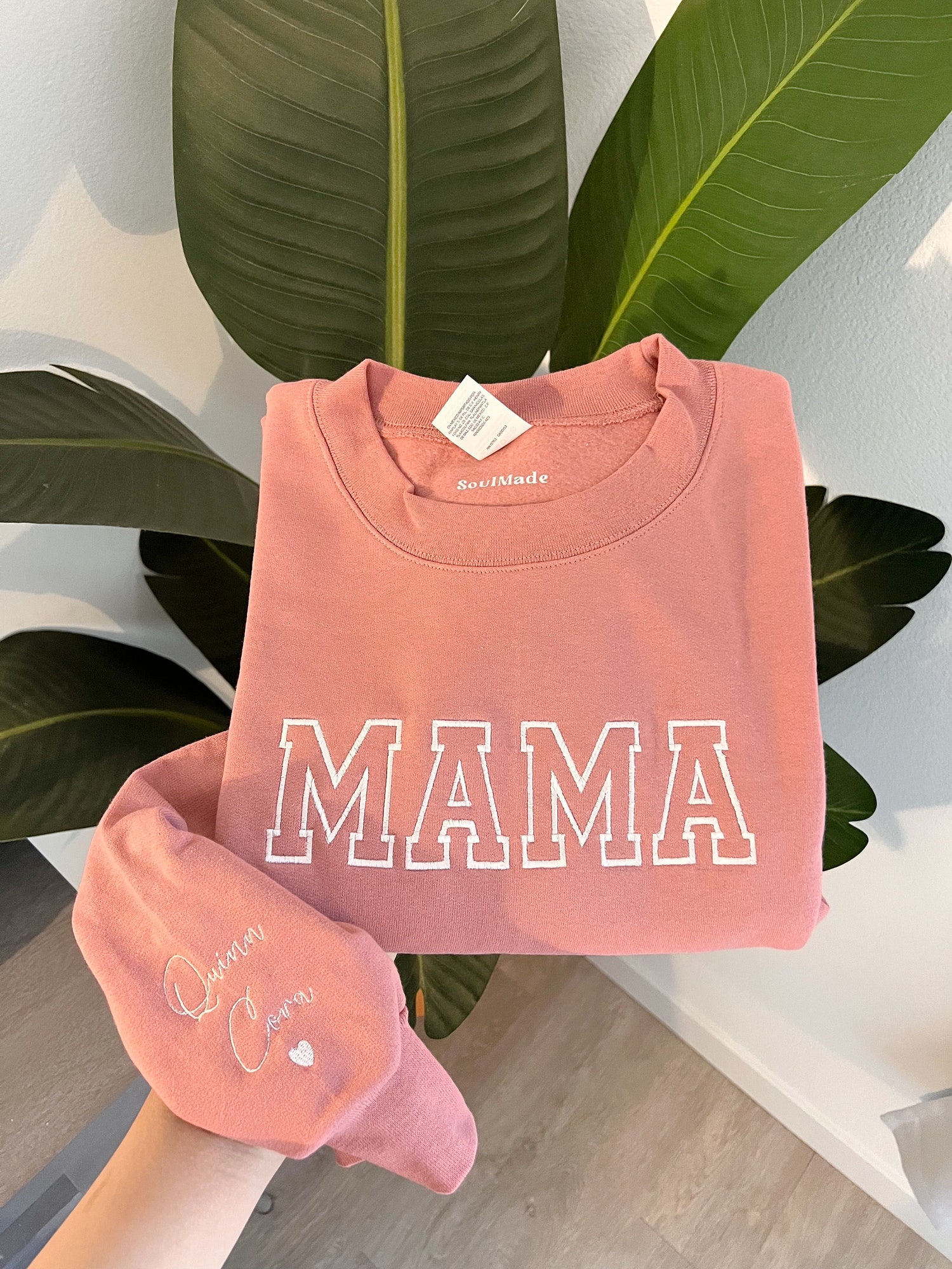 Custom Embroidered MAMA Sweatshirt - Cozy Lightweight Pullover - Perfect Gifts for Mom image 1