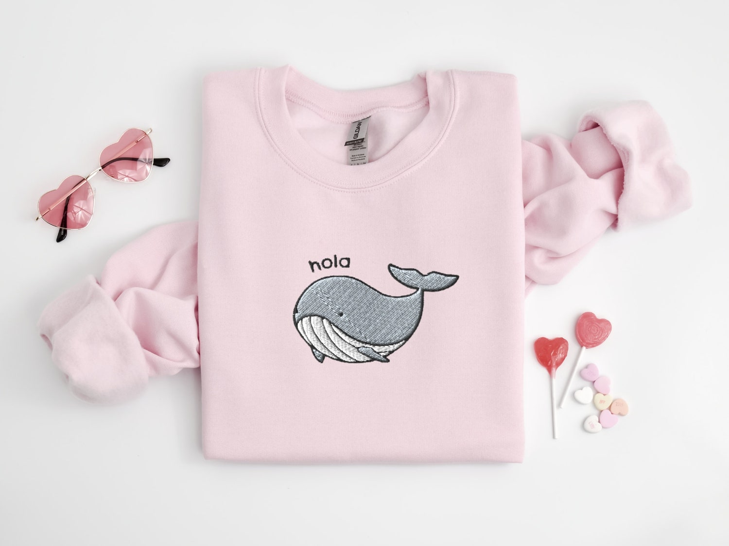 Embroidered Whale Sweatshirt Funny Whale Shirt Spirit Animal Embroidery Crewneck image 4