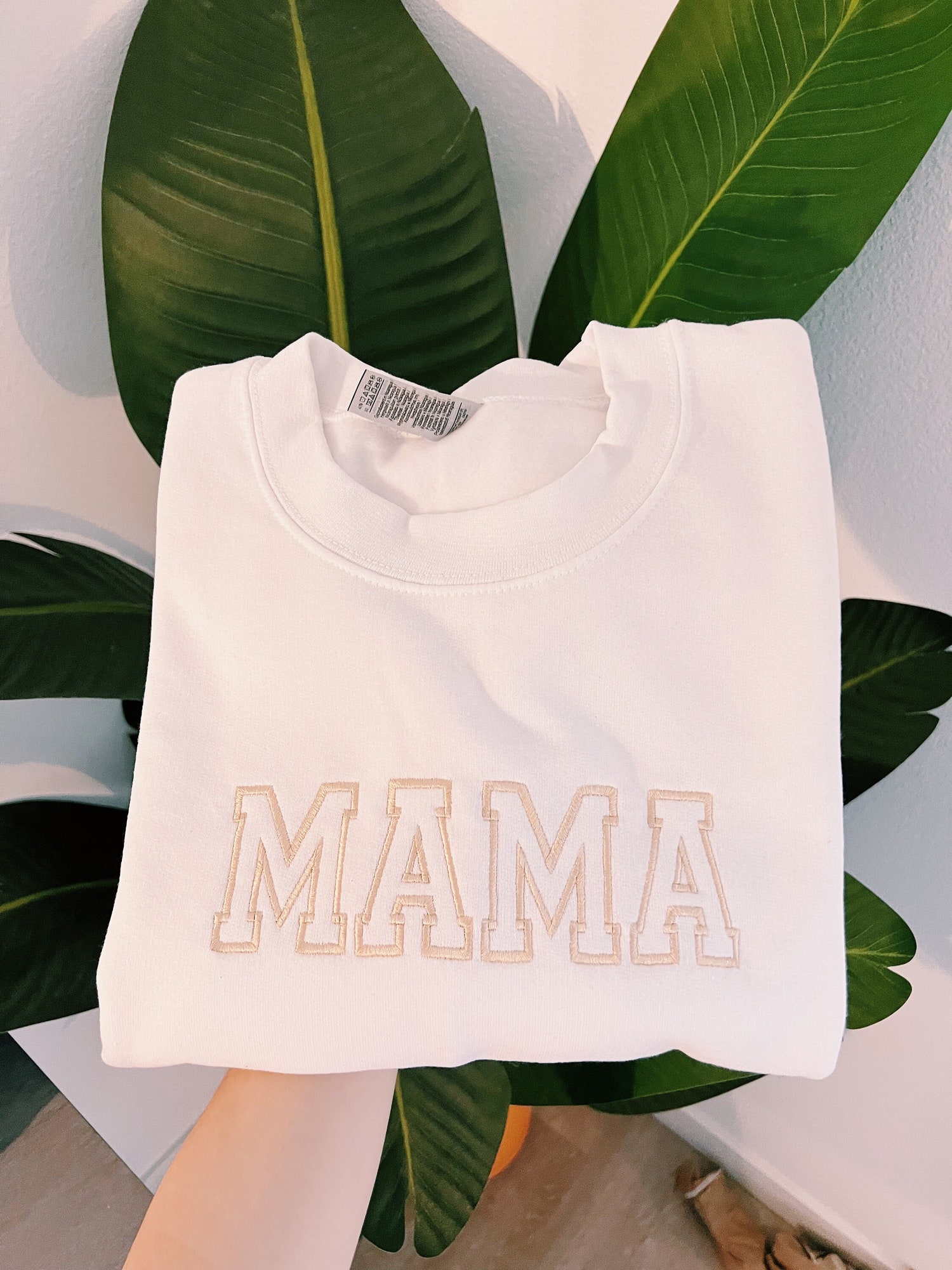 Custom Embroidered MAMA Sweatshirt - Monochrome Pullover - Gifts for Mom - Cozy Lightweight Lounge Wear image 1