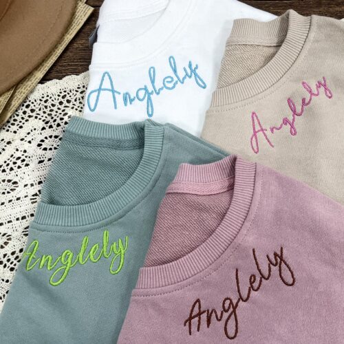 Custom Embroidered Unisex Crewneck Sweatshirt Personalized Holiday Gift Bridesmaid Embroidery image 0