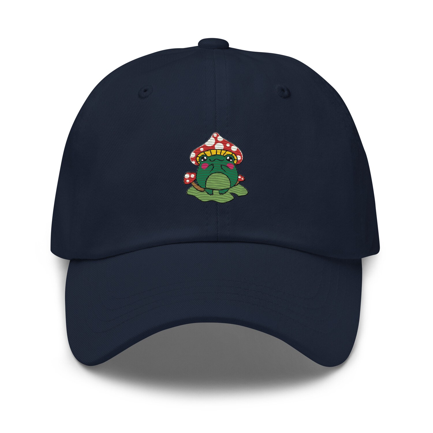 Cute Frog Mushroom Embroidered Dad Hat image 1