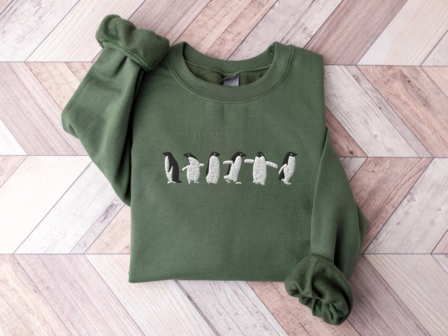 Embroidered Penguin Sweatshirt Funny Crewneck Sweater Unique Gift for Her or Him image 2