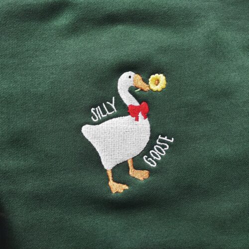 Silly Goose Embroidered Unisex Crewneck Sweatshirt Trendy Gift for Her image 0