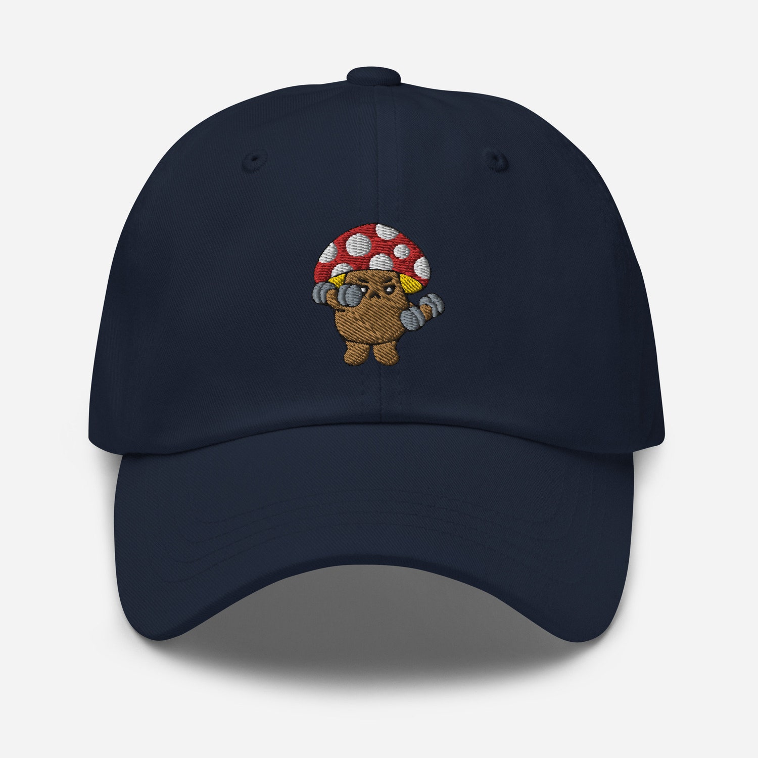 Mushroom Gym Dad Hat - Funny Vegan Embroidered Unisex Baseball Cap image 2