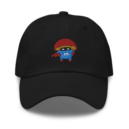 Cute Mushroom Superhero Embroidered Dad Hat image 0