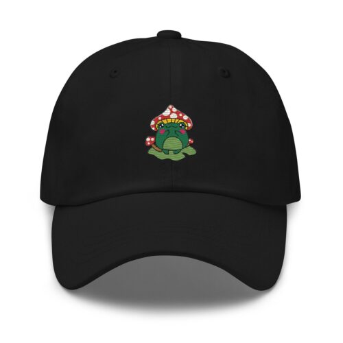 Cute Frog Mushroom Embroidered Dad Hat image 0