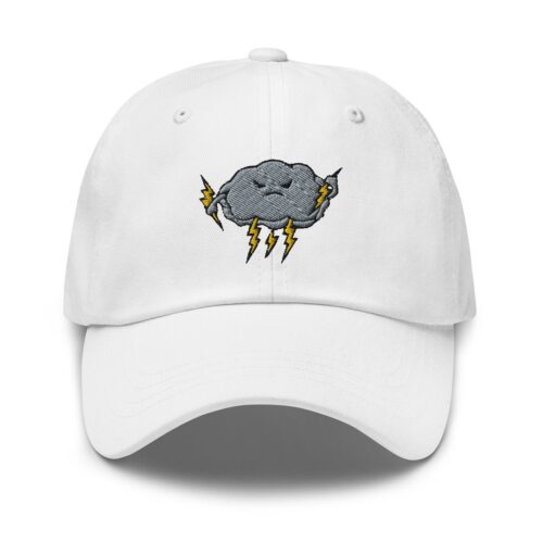 Embroidered Angry Storm Cloud Dad Hat - Lightning Bolt Baseball Cap Gift image 0