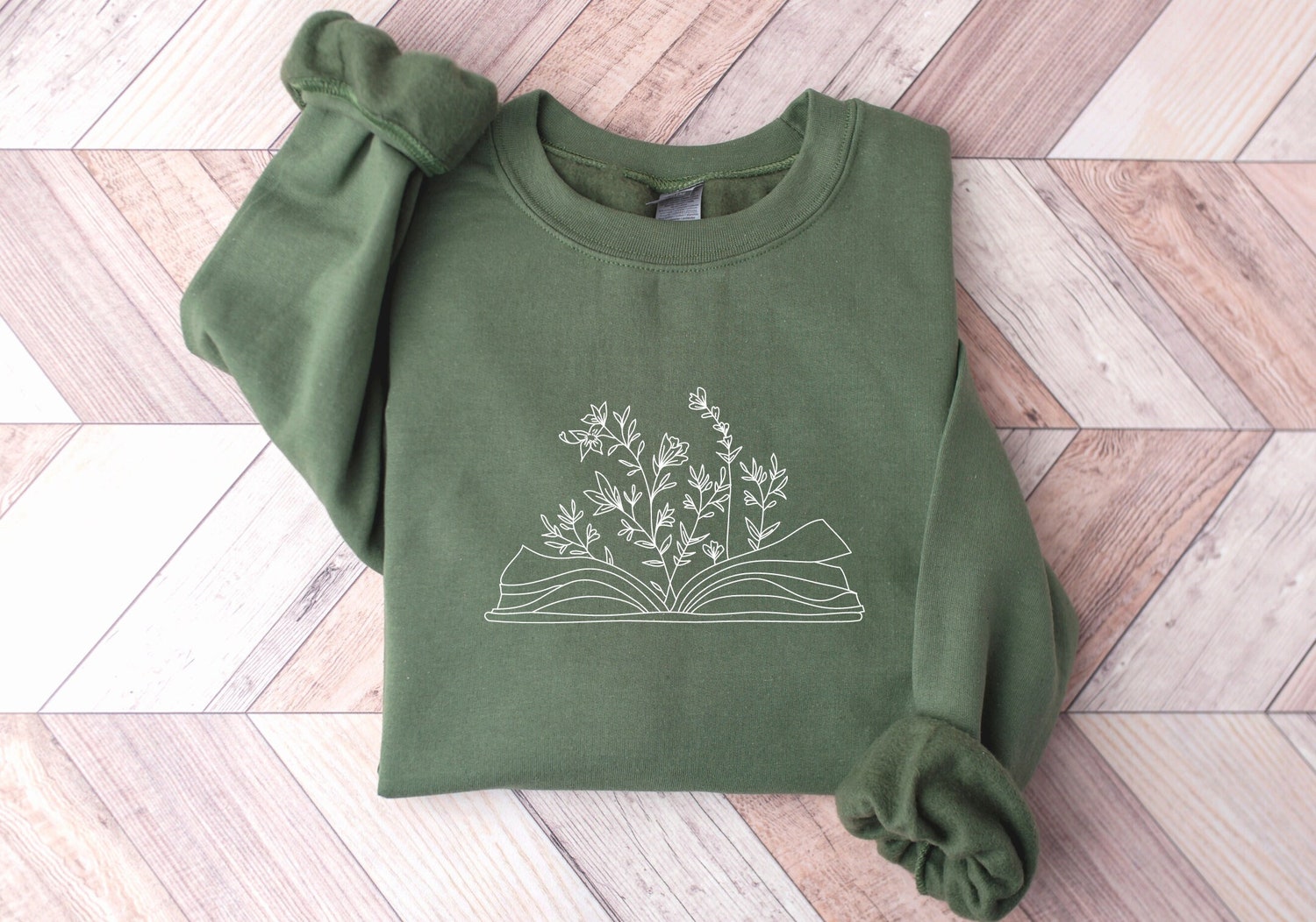 Embroidered Wildflower Book Lover Sweatshirt Cottagecore Floral Reading Shirt Gift for Her image 2