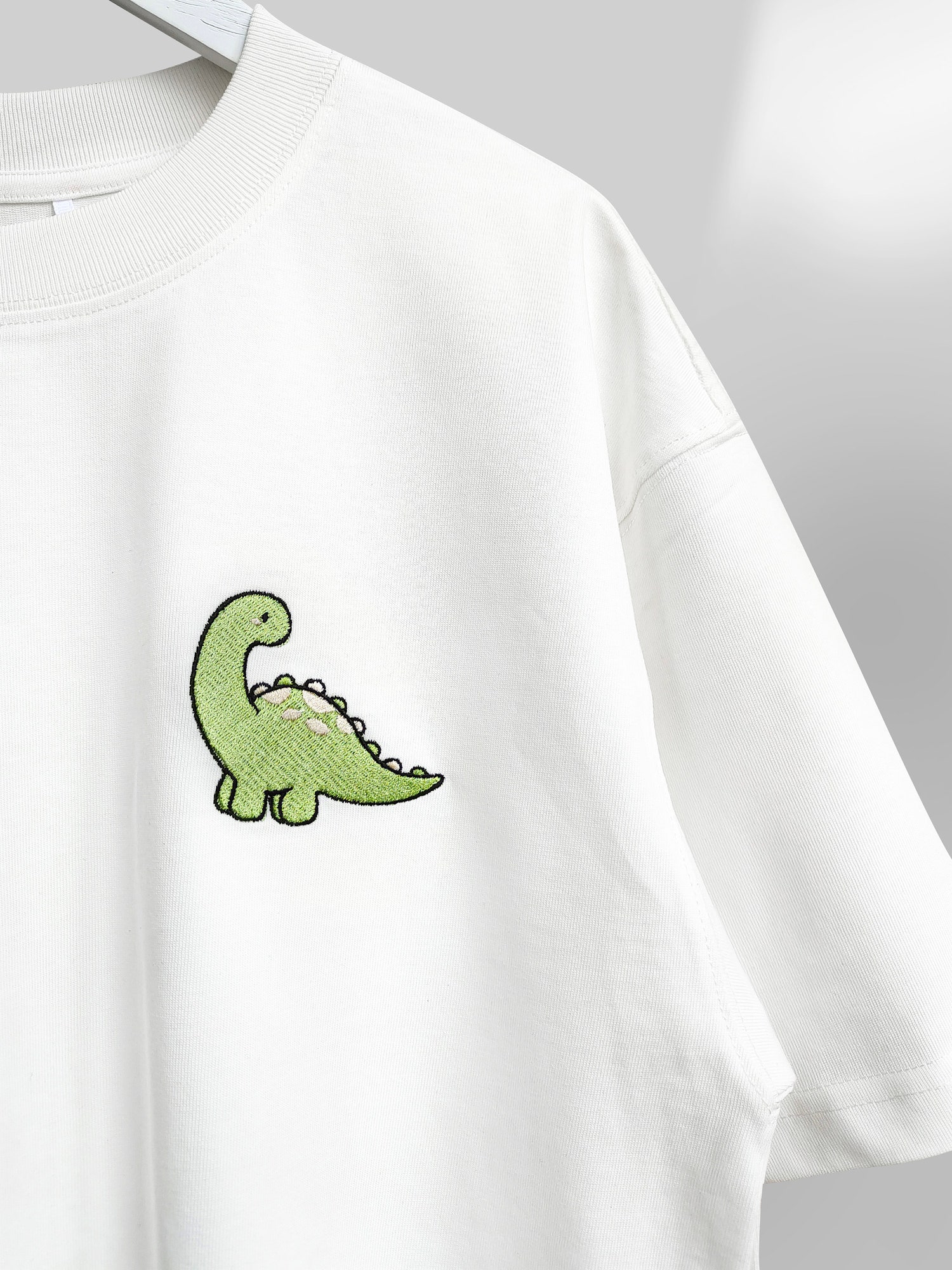 Embroidered Dinosaur Shirt Ultra Soft Tee Unisex Dino T-Shirt Perfect Gift for Him or Her image 1