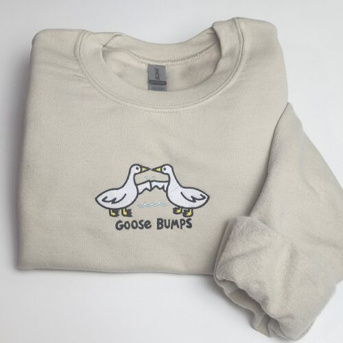 Silly Goose Bumps Embroidered Sweatshirt Fun Goose Sweatshirt Unique Embroidered Gifts image 0