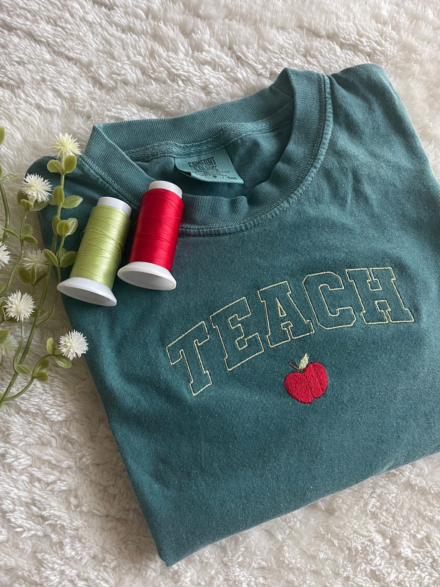 Personalized Embroidered Teacher T-Shirt Back to School Middle Elementary School Tee image 1