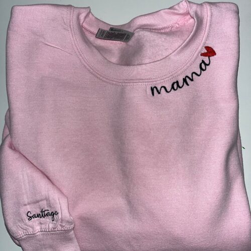 Personalized Embroidered Mama Sweatshirt Custom Crewneck Mother's Day Gift Sleeve Name image 0