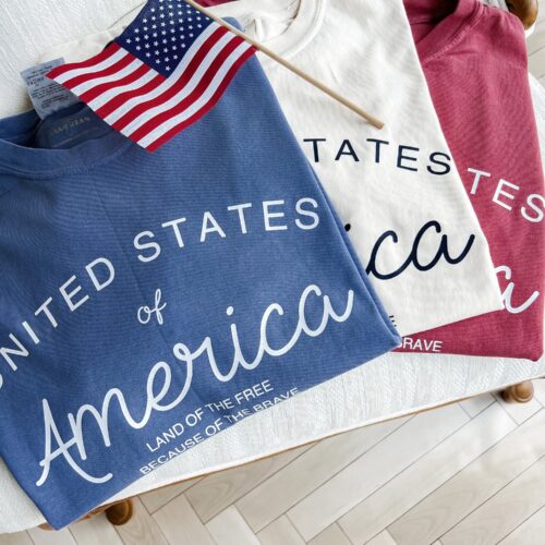 USA Patriotic Tee Vintage 4th of July Shirt Red White Blue Long Sleeve Top Summer Fashion image 0