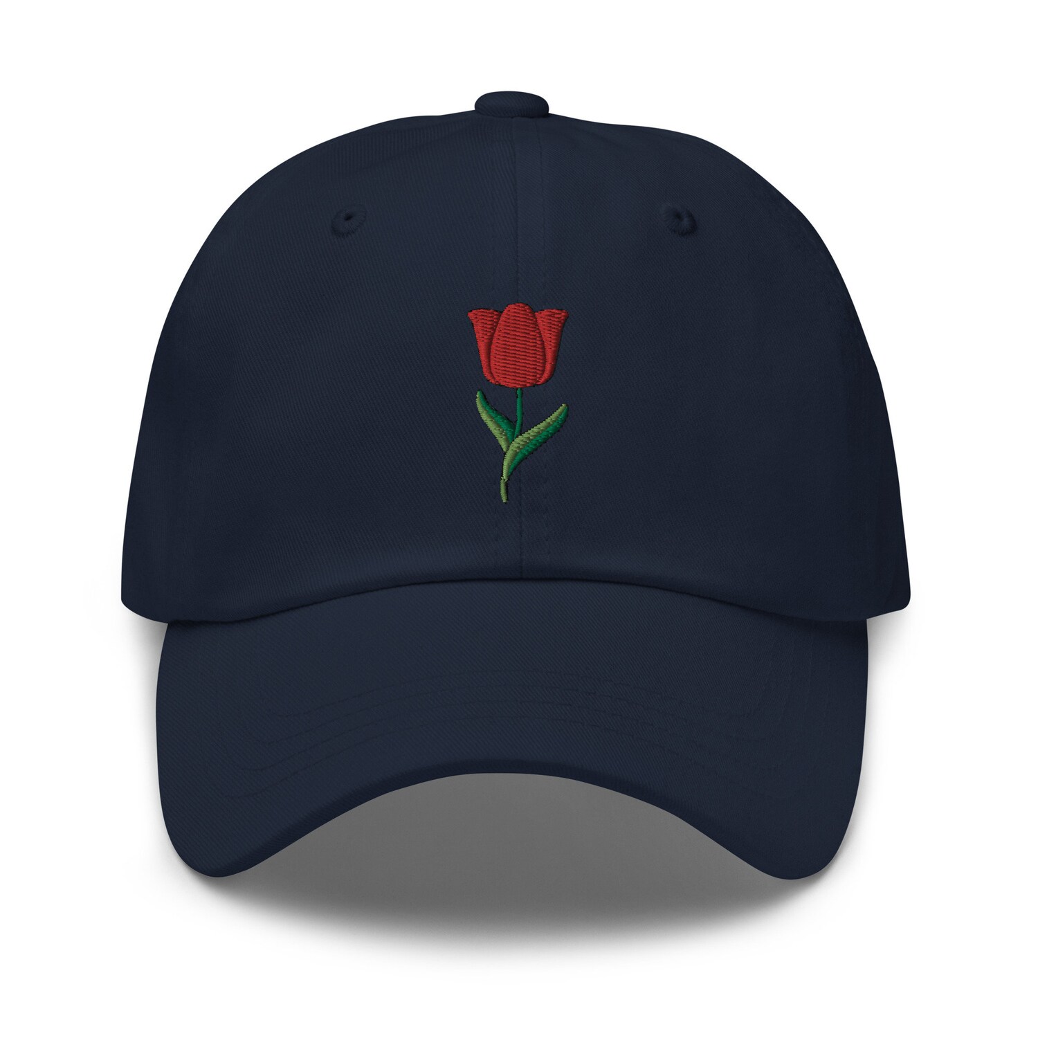 Red Tulip Embroidered Dad Hat - Floral Baseball Cap Adjustable Spring Summer Hat image 1