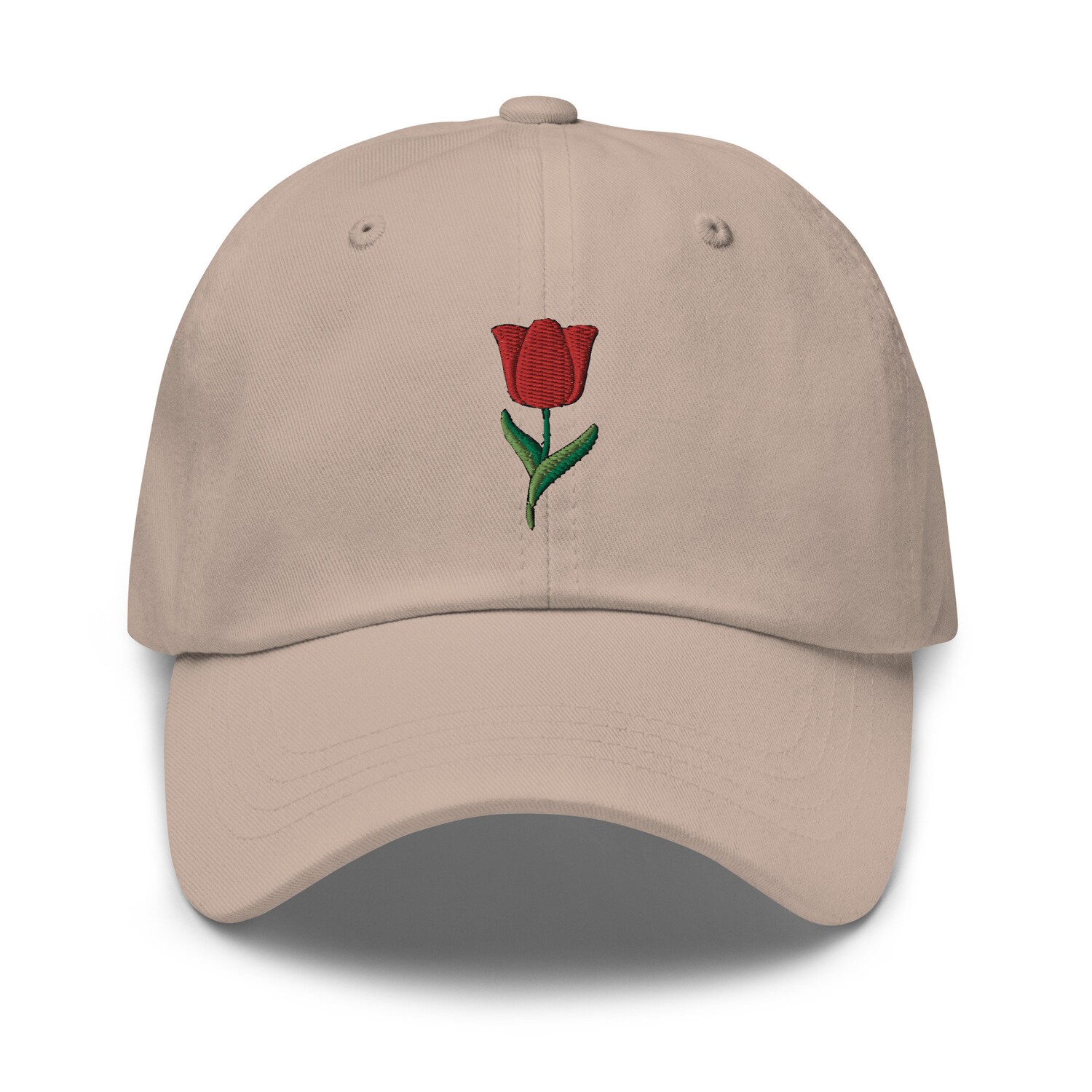 Red Tulip Embroidered Dad Hat - Floral Baseball Cap Adjustable Spring Summer Hat image 6