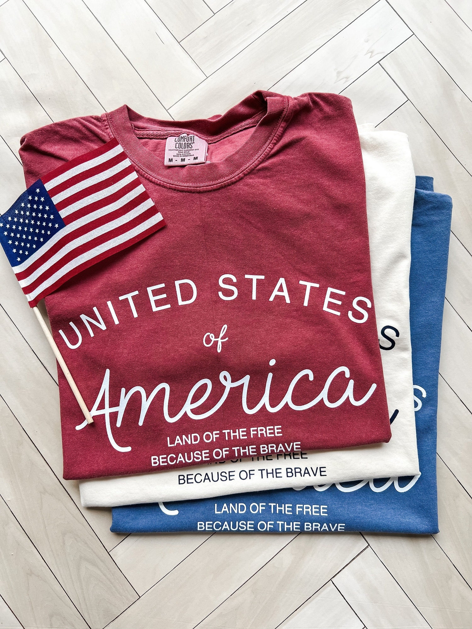 USA Patriotic Tee Vintage 4th of July Shirt Red White Blue Long Sleeve Top Summer Fashion image 1