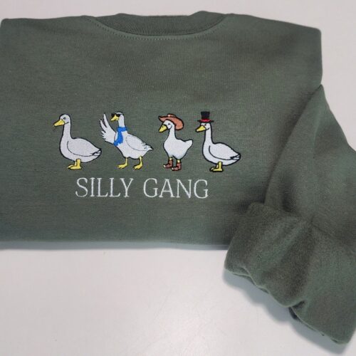 Silly Goose Embroidered Sweatshirt Funny Goose Crewneck Silly Gang Gift Idea image 0