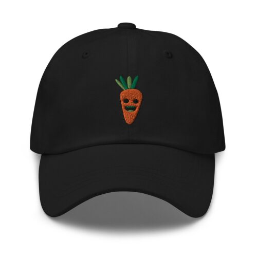 Smiling Carrot Dad Hat - Embroidered Baseball Cap Funny Vegan Gift image 0