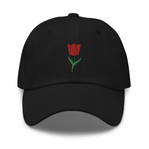 Red Tulip Embroidered Dad Hat - Floral Baseball Cap Adjustable Spring Summer Hat image 0