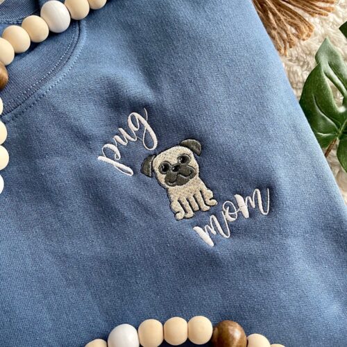 Personalized Embroidered Dog Mom Sweatshirt Custom Crewneck Dog Lover Birthday Gift image 0