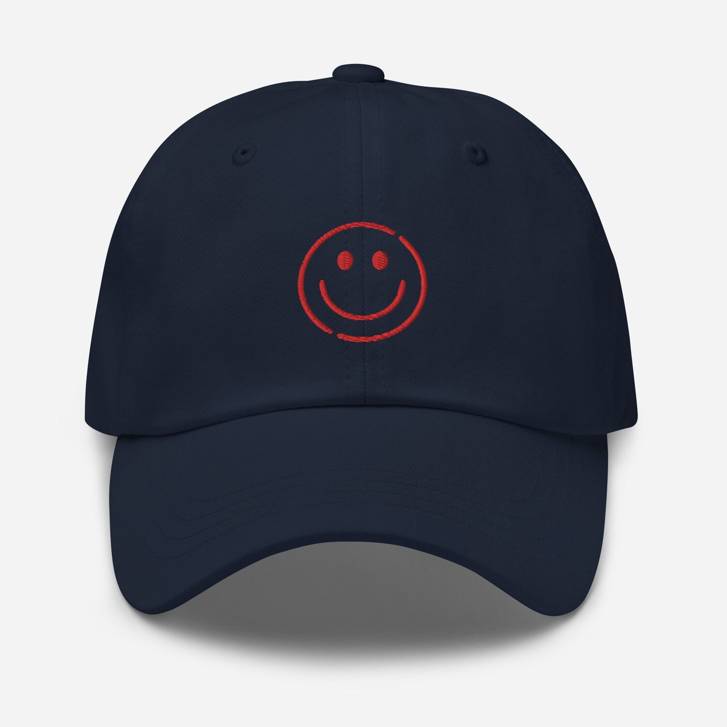 Red Smiley Face Embroidered Hat - Adjustable Unisex Baseball Cap Gift image 2