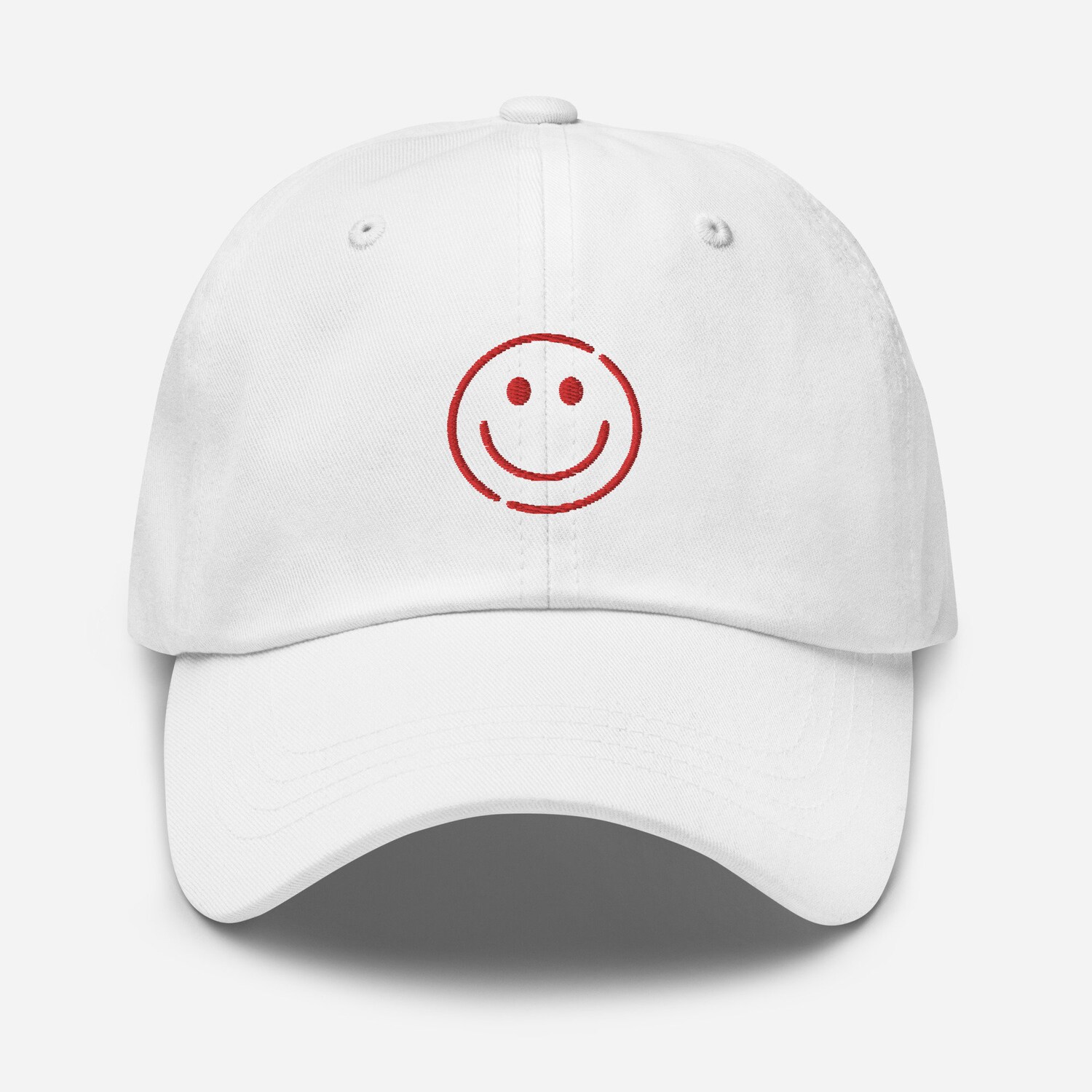 Red Smiley Face Embroidered Hat - Adjustable Unisex Baseball Cap Gift image 6