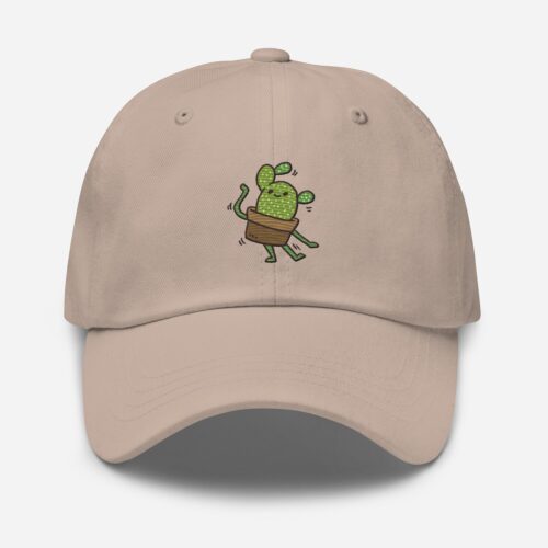 Dancing Cactus Embroidered Hat - Adjustable Unisex Baseball Cap Cute Gift image 0