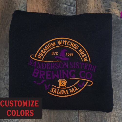 Sanderson Sisters Brewing Co. Unisex Embroidered Sweatshirt Halloween Witchy Apparel image 0