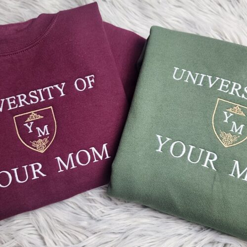 University of Your Mom Embroidered Unisex Sweatshirt Funny College Hoodie image 0