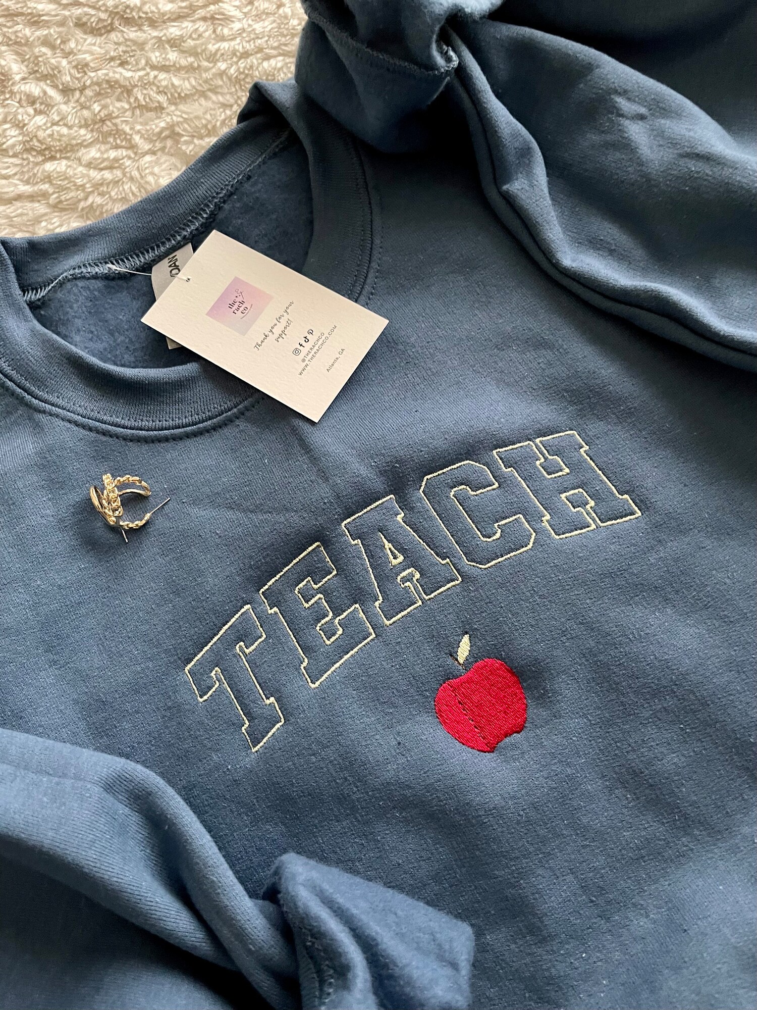 Teacher Embroidered Sweatshirt Teacher Gift Crewneck Appreciation Gift for Teachers image 1