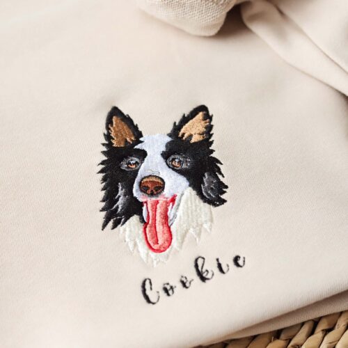 Custom Dog Photo Embroidered Sweatshirt - Personalized Pet Face Hoodie - Custom Pet Portrait Gift image 0