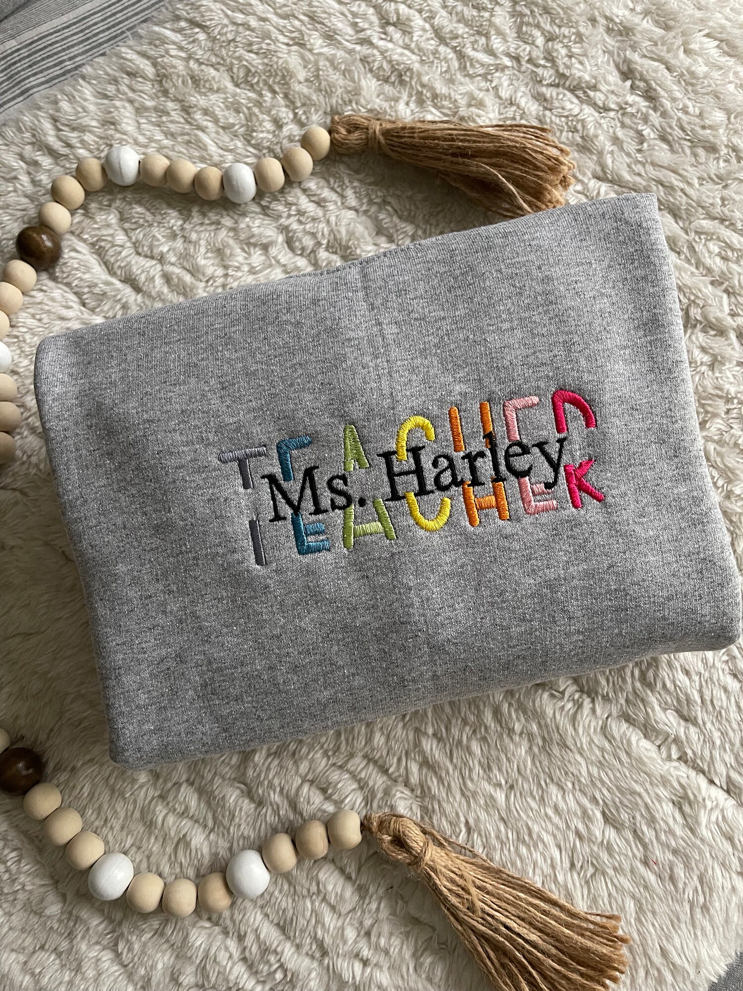 Personalized Embroidered Teacher Sweatshirt Custom Teacher Sweatshirt Personalized Teacher Gift image 3