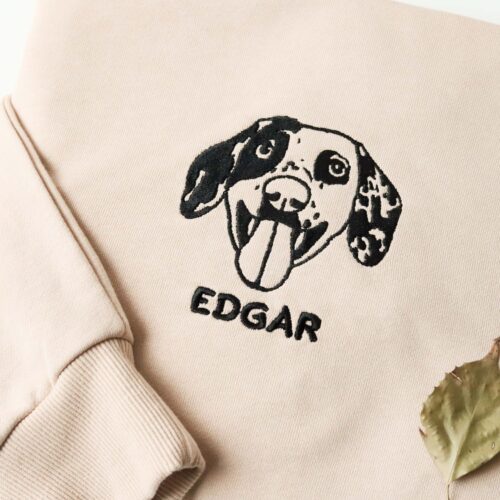 Custom Dog Portrait Sweatshirt Personalized Pet Face & Name Crewneck Dog Mom Lover Gift image 0