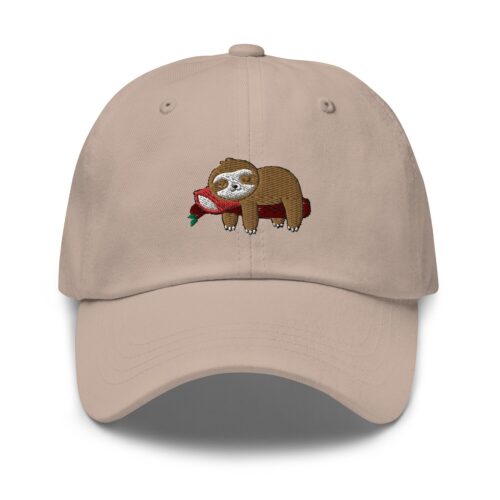 Sloth Cartoon Embroidered Dad Hat - Adjustable Cute Sloth Baseball Cap Gift image 0