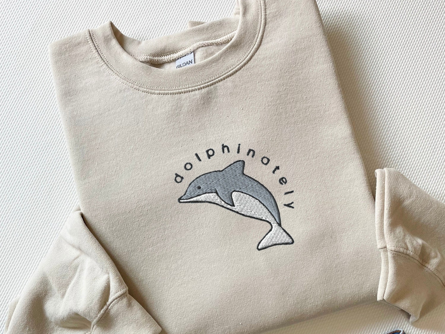 Embroidered Dolphin Sweatshirt Funny Ocean Animal Sweater Dolphin & Whale Shirt image 2