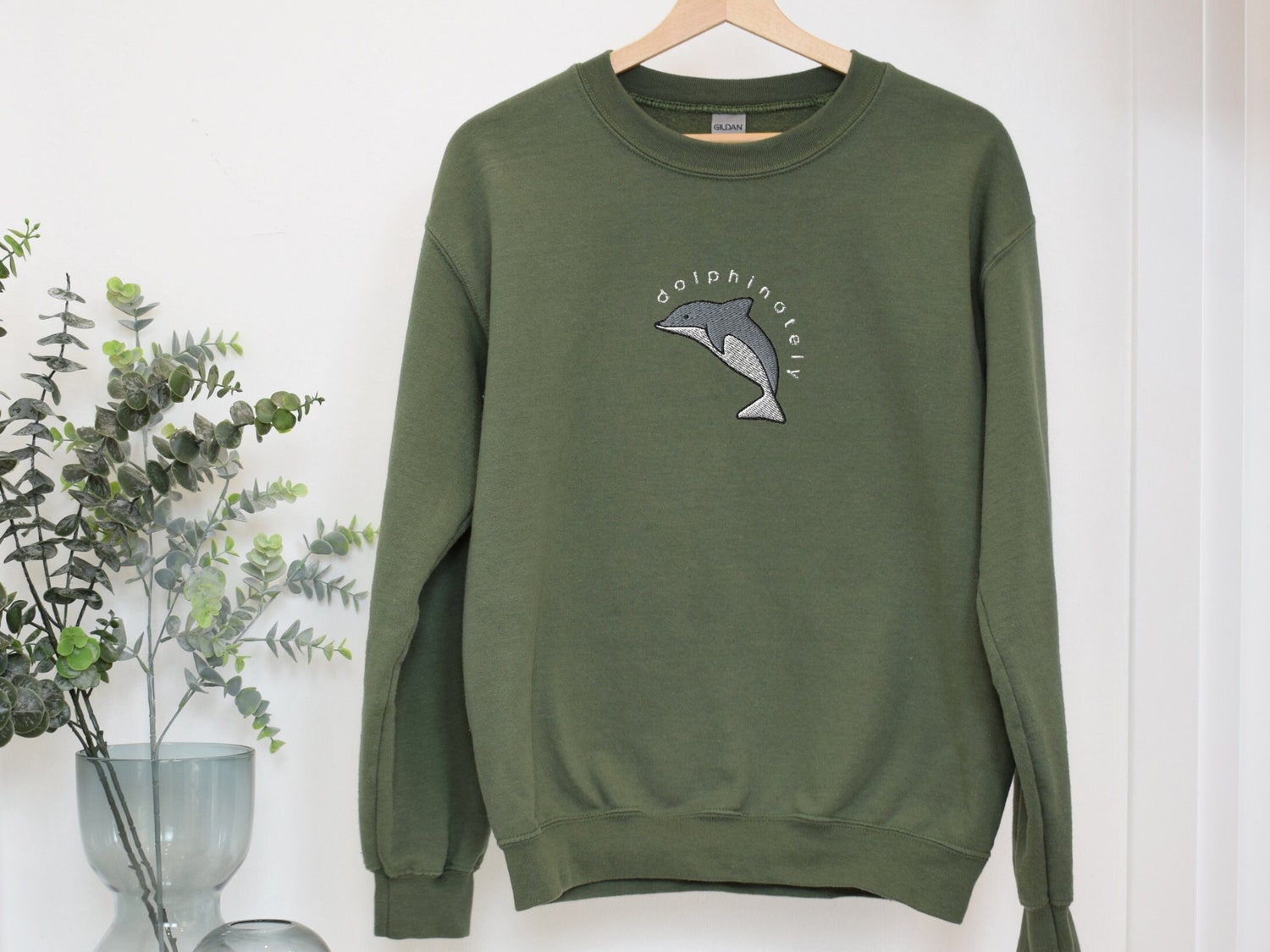 Embroidered Dolphin Sweatshirt Funny Ocean Animal Sweater Dolphin & Whale Shirt image 5