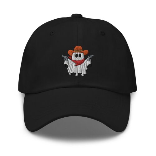 Cowboy Ghost Guns Hat - Embroidered Western Ghost Dad Cap Funny Spooky Gift image 0