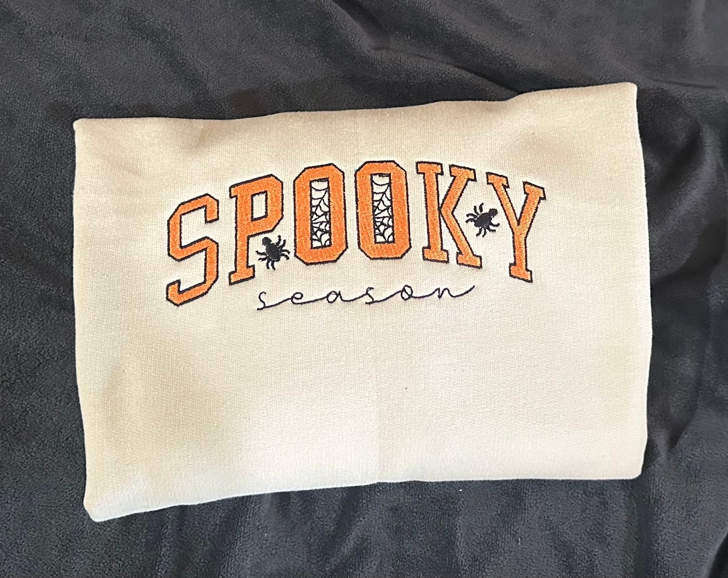 Spooky Season Halloween Embroidered Sweatshirt Spider Design Halloween Crewneck image 1